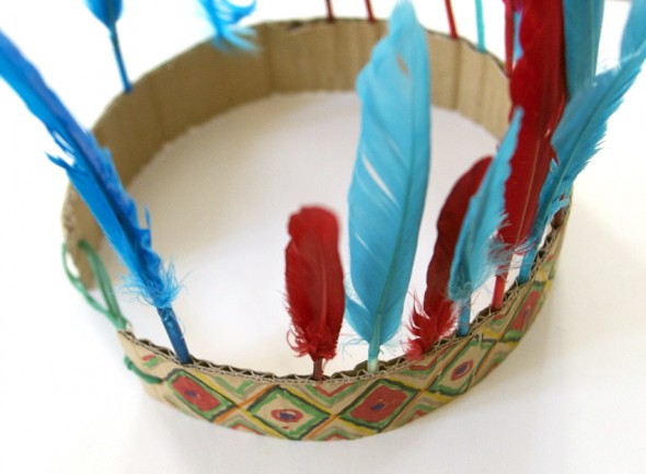 indio niños plumas disfraz manualidad kids dress indian feather selfmade kinder indianer kopfschmuck federn basteln verkleidung