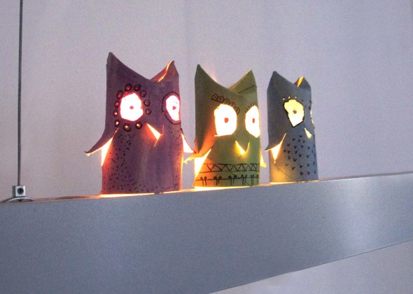 mussol luz owl eule paper roll papierrolle tube manualidad craft basteln kinder niños kids