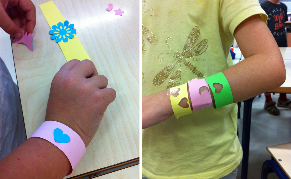 armband papier papel pulsera bracelet paper kids niños kinder basteln craft manualidad