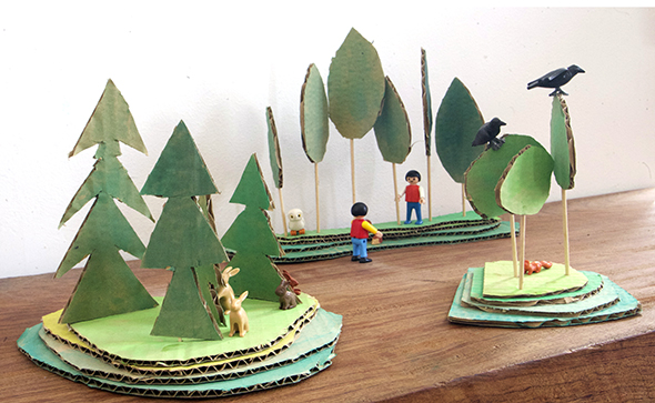 bosque wood wald cardboard karton carton kids craft manualidad basteln kinder ninos miniatura mini playmobil